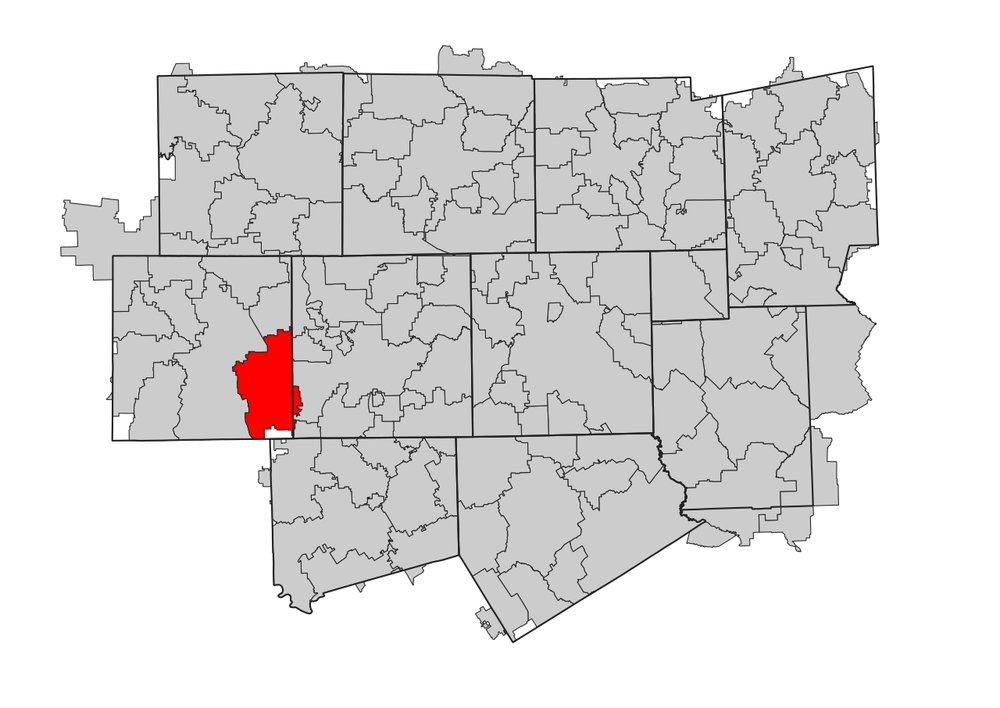 Map of Dallas-Fort Worth area school districts with Aledo ISD highlighted in red on the western edge.
